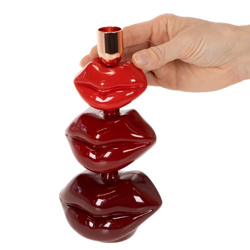 Bougeoir en forme de lèvres brillantes, design moderne, 21 cm | Floristik24.fr
