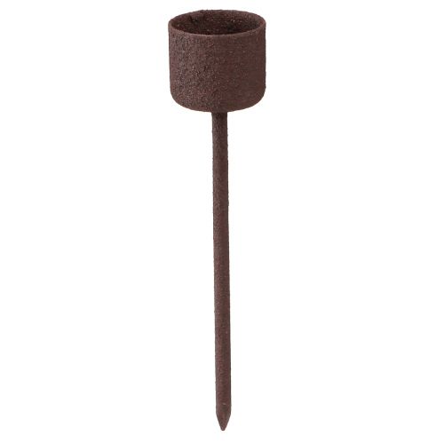Floristik24 Bougeoir à piquer pour chandelle Marron rouille H10,5cm 12 pcs
