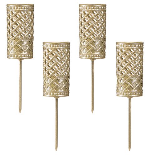 Article Bougeoir pour chandelle à piquer Or mat Ø24mm H10cm 4 pcs