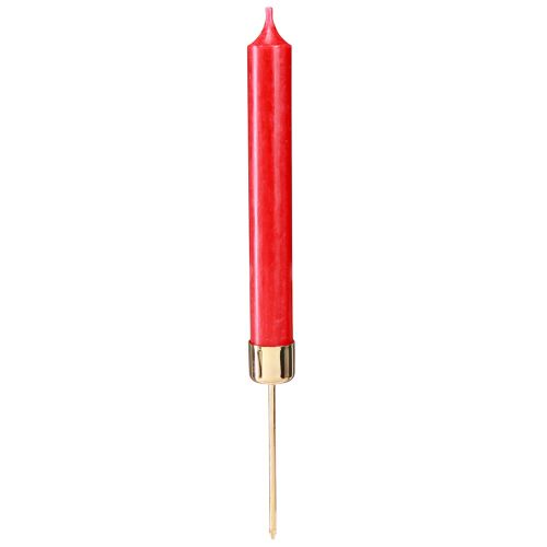 Article Bougeoir à piquer Couleur or rouge Ø22mm H10,5cm 12 pièces