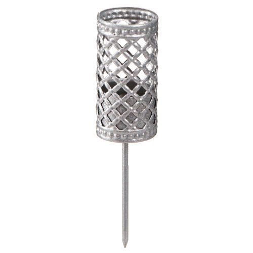 Article Bougeoir à piquer Pour chandelle Gris argenté Ø24mm H10cm 4 pcs