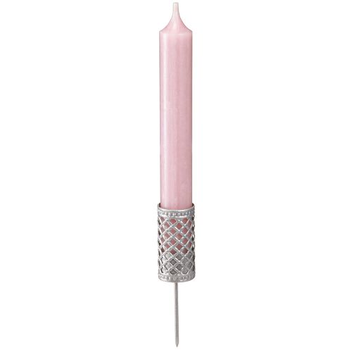 Article Bougeoir à piquer Pour chandelle Gris argenté Ø24mm H10cm 4 pcs