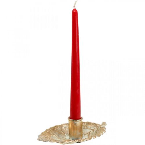 Floristik24 Bougeoir Assiette Feuillage Doré 16.5x10.5x5cm