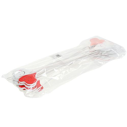 Article Plug double coeur rouge, blanc 8cm x 5cm 12pcs