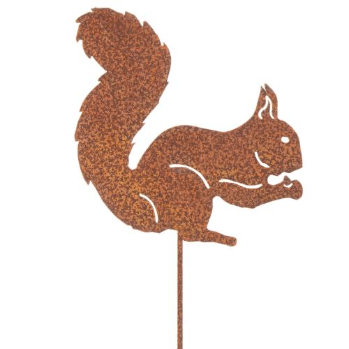 Lot de 2 piques de jardin en métal aspect rouille motif écureuil 52 cm | Floristik24.fr