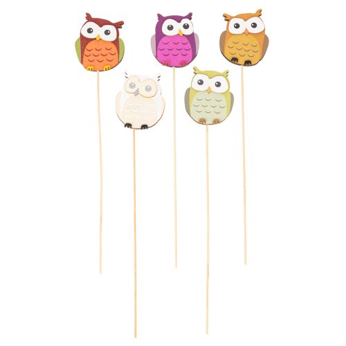 Piques décoratives hiboux en bois pour bouquets et pots de fleurs 31 cm, lot de 12 | Floristik24.fr