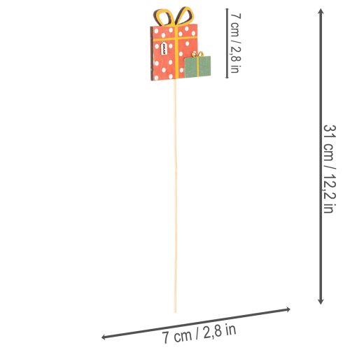 Piquets décoratifs en bois cadeaux colorés 31 cm 12 pièces | Floristik24.fr