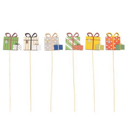 Piquets décoratifs en bois cadeaux colorés 31 cm 12 pièces | Floristik24.fr