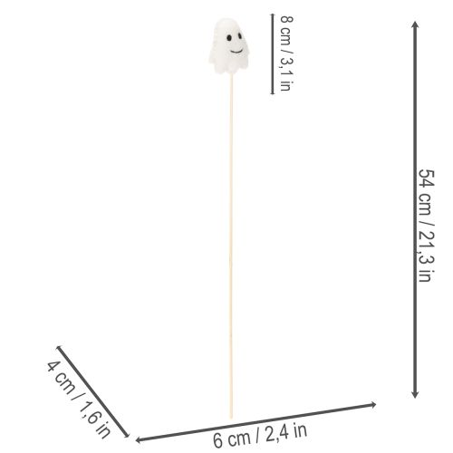 Figurines fantômes sur bâton en bois 54 cm décoration Halloween - Lot de 8 | Floristik24.fr