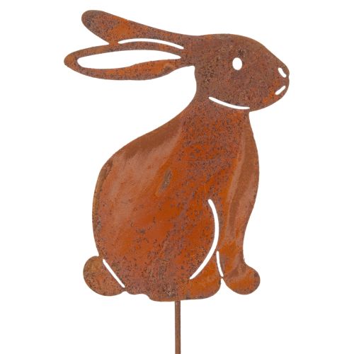 Floristik24 Lapin décoratif à piquer pour Pâques, finition rouillée, style champêtre, 60 cm, lot de 4