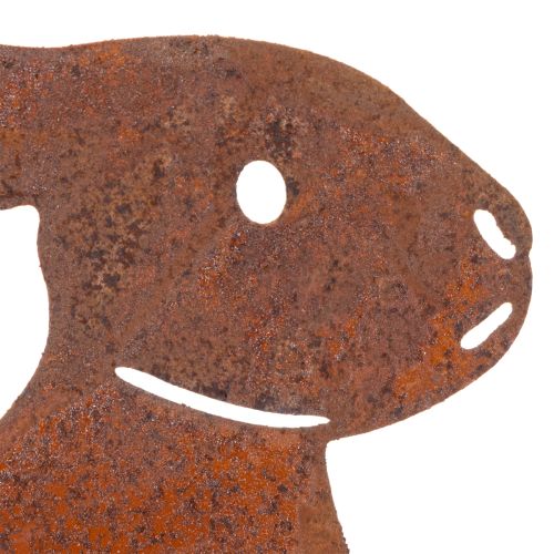 Article Lapin décoratif à piquer pour Pâques, finition rouillée, style champêtre, 60 cm, lot de 4
