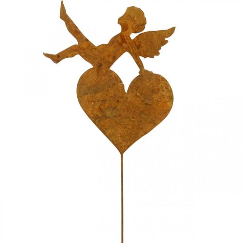 Piquet de jardin décoration patine coeur ange de Noël 14,5cm