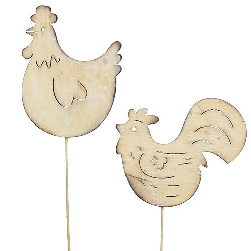 Floristik24 Cheville en bois coq, poule 7cm - 8.5cm 2pcs