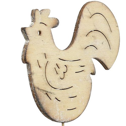 Floristik24 Cheville en bois coq, poule 7cm - 8.5cm 2pcs