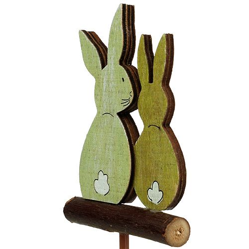 Floristik24 Lapin en bois sur pique verts 8 cm 8 p.