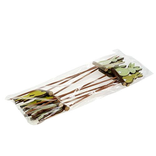 Floristik24 Lapin en bois sur pique verts 8 cm 8 p.