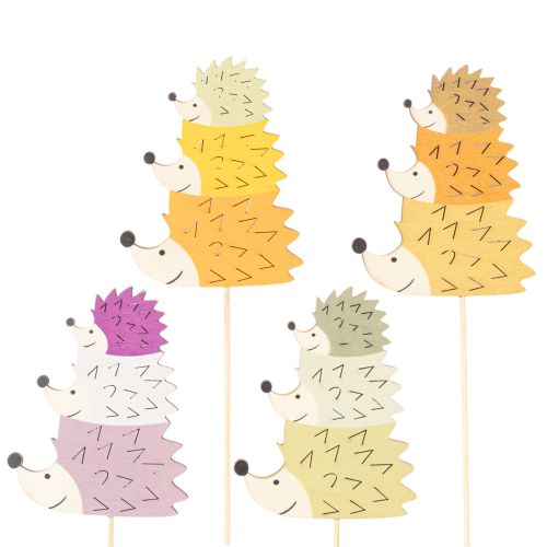 Dessus en bois décoratif Hérissons colorés 34 cm Lot de 12