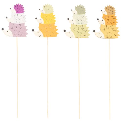 Dessus en bois décoratif Hérissons colorés 34 cm Lot de 12 | Floristik24.fr