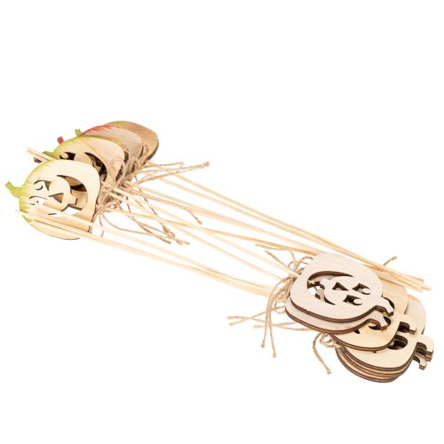 Lot de 12 piques décoratives citrouille en bois Halloween 31 cm | Floristik24.fr