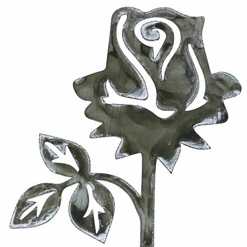 Floristik24 Bouchon en métal rose gris argenté, métal blanchi à la chaux 20 cm × 8 cm 12 pcs