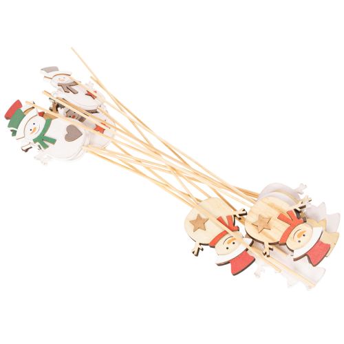 Lot de 12 piques en bois avec motif bonhomme de neige pour décorations florales, 31 cm | Floristik24.fr