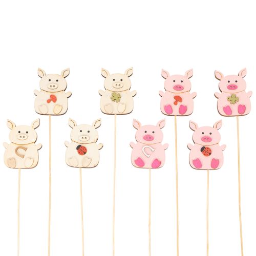 Décorations sur tiges en bois motif cochon 31 cm, set de 16 acheter | Floristik24.fr