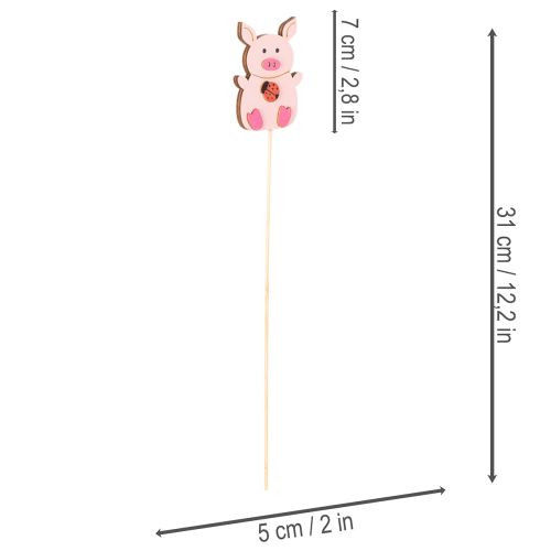 Décorations sur tiges en bois motif cochon 31 cm, set de 16 | Floristik24.fr