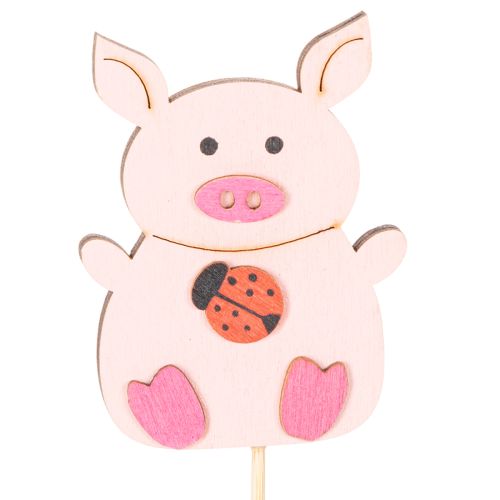 Décorations sur tiges en bois motif cochon 31 cm, set de 16 | Floristik24.fr