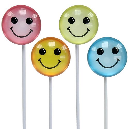 Floristik24 Déco emoticon sur stick couleurs assorties 3.5cm 8pcs