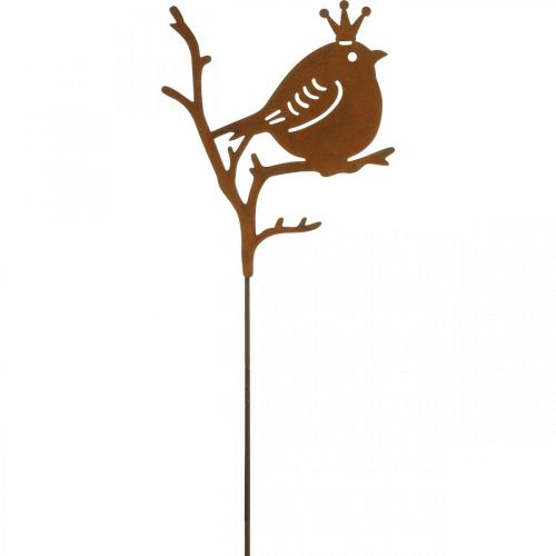 Patine décoration de jardin plug métal oiseau avec couronne 6 pièces