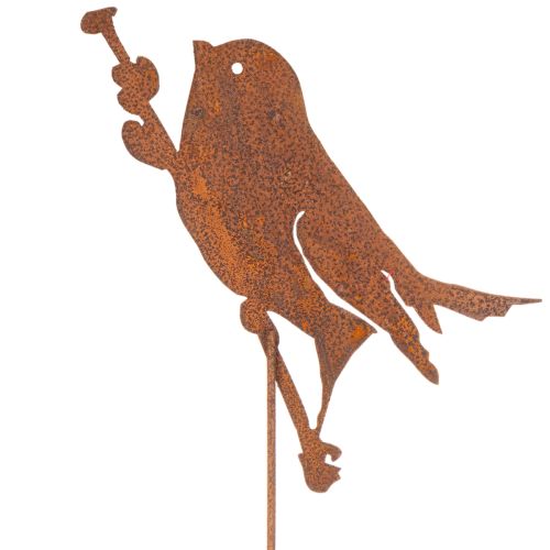 Figurine Décorative en Métal Rouillé - Oiseau sur Tige 52 cm | Floristik24.fr