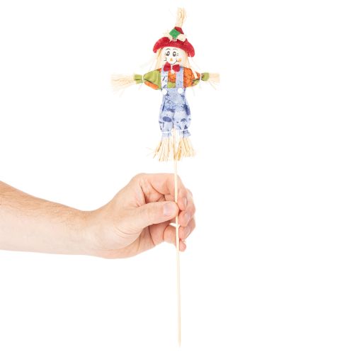 Lot de 6 piques décoratives épouvantails en bois et tissu 37 cm | Floristik24.fr