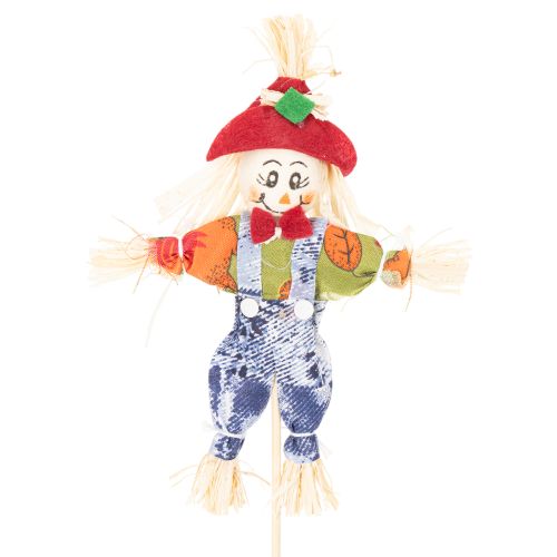 Lot de 6 piques décoratives épouvantails en bois et tissu 37 cm | Floristik24.fr