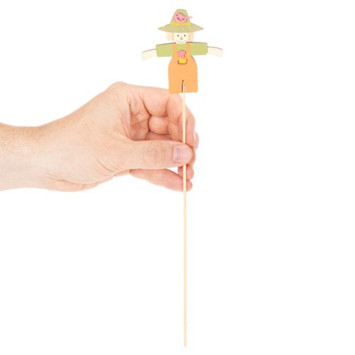 Figures épouvantails en bois sur pique 30cm assorties 12 pièces | Floristik24.fr