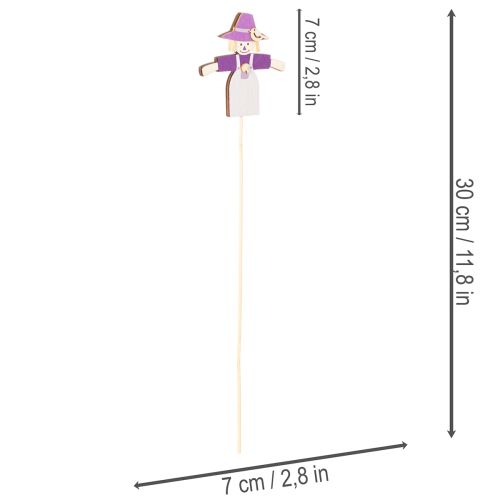 Figures épouvantails en bois sur pique 30cm assorties 12 pièces | Floristik24.fr