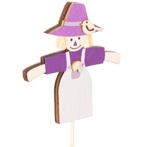 Figures épouvantails en bois sur pique 30cm assorties 12 pièces | Floristik24.fr