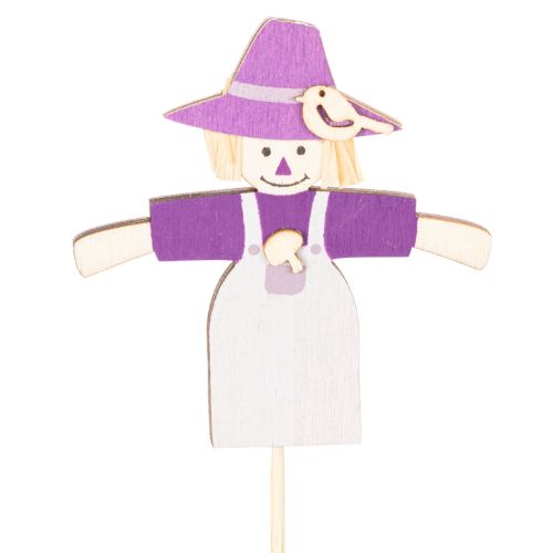 Figures épouvantails en bois sur pique 30cm assorties 12 pièces | Floristik24.fr