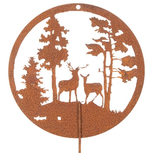 Lot de 2 piquets décoratifs en métal effet rouille avec cerf et forêt – 53 cm | Floristik24.fr