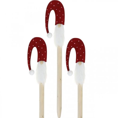 Article Nain de Noël, nain de jardin, décoration de Noël en bois L51cm 3pcs