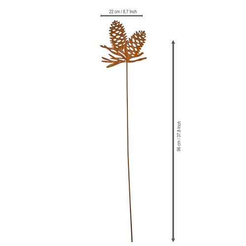 Piquet décoratif en métal motif pomme de pin 96 cm | Floristik24.fr
