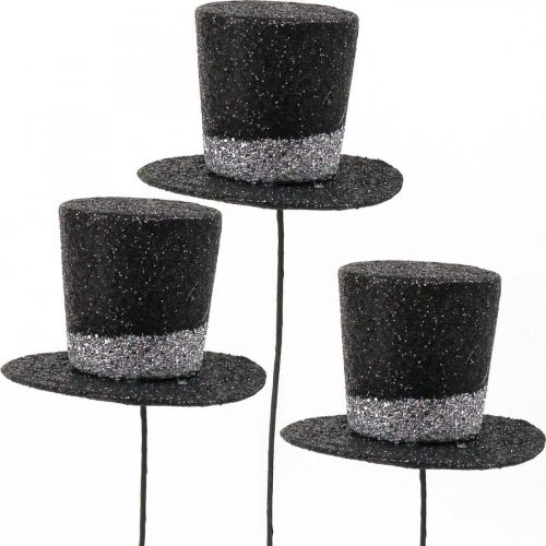 Floristik24 Nouvel An déco cylindre chapeau bouchon déco paillettes 5cm 12pcs