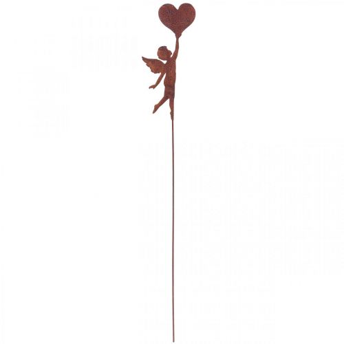 Floristik24 Piquet de jardin ange rouille avec décoration coeur Saint Valentin 60cm
