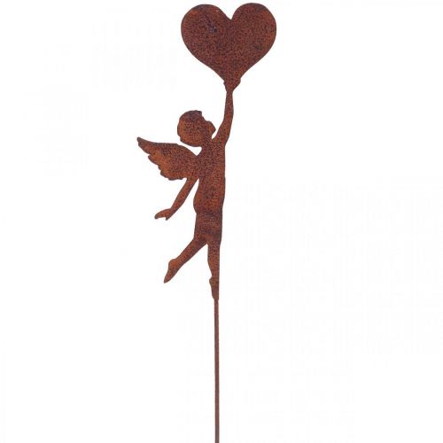 Floristik24 Piquet de jardin ange rouille avec décoration coeur Saint Valentin 60cm