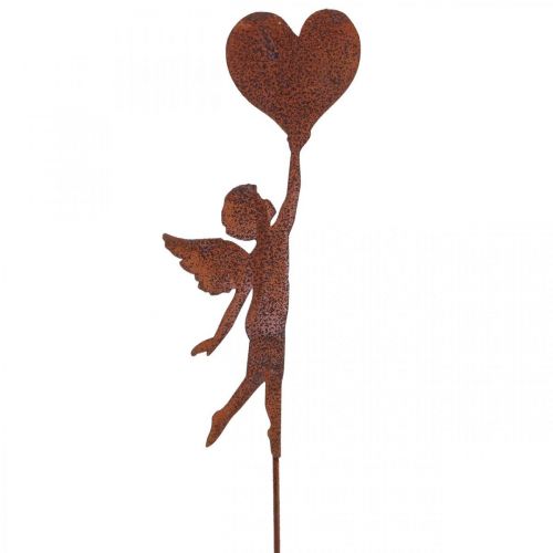 Floristik24 Piquet de jardin ange rouille avec décoration coeur Saint Valentin 60cm