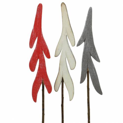 Bouchons décoratifs sapin rouge / gris / blanc H42cm 6pcs