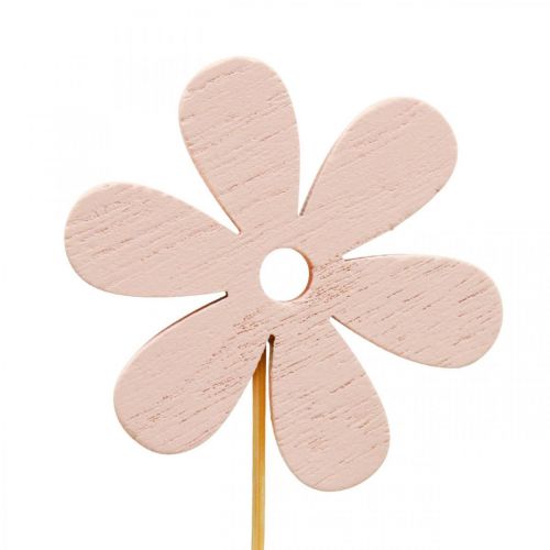 Floristik24 Bouchon de fleur décoratif en bois Fleur colorée 6,5 cm 12 pièces