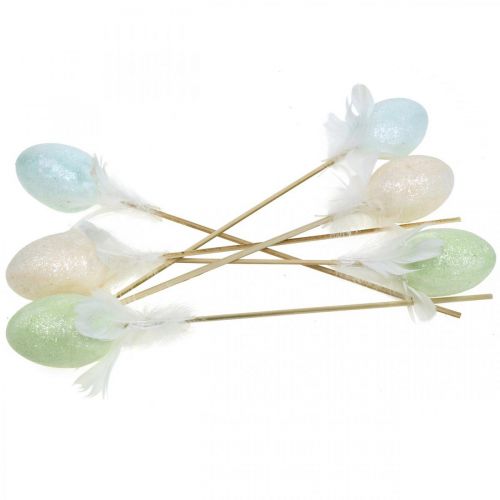 Article Oeufs de Pâques artificiels sur bâton oeuf pastel décoration de Pâques H6cm 6pcs