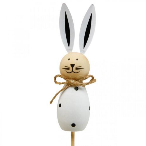 Article Bouchon fleur lapin bois lapin de Pâques noir/blanc H34cm 4pcs