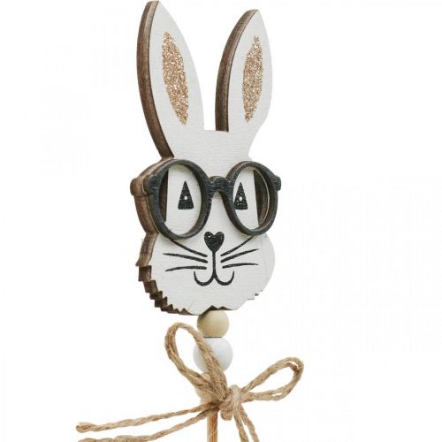 Article Bouchon fleur lapin avec verres bois scintillant 4×7.5cm 12pcs