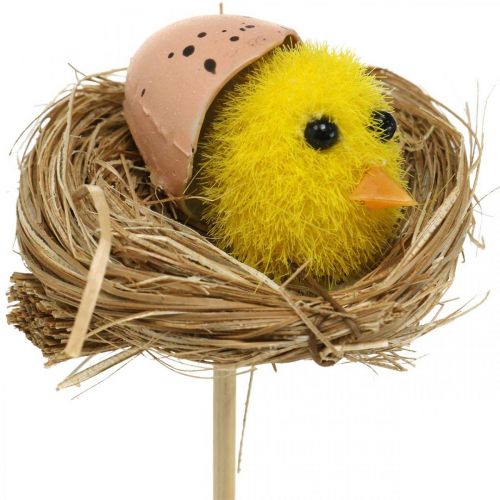 Bouchon décoratif poussins dans le nid Décoration de Pâques pour brancher Ø6cm 6 pièces